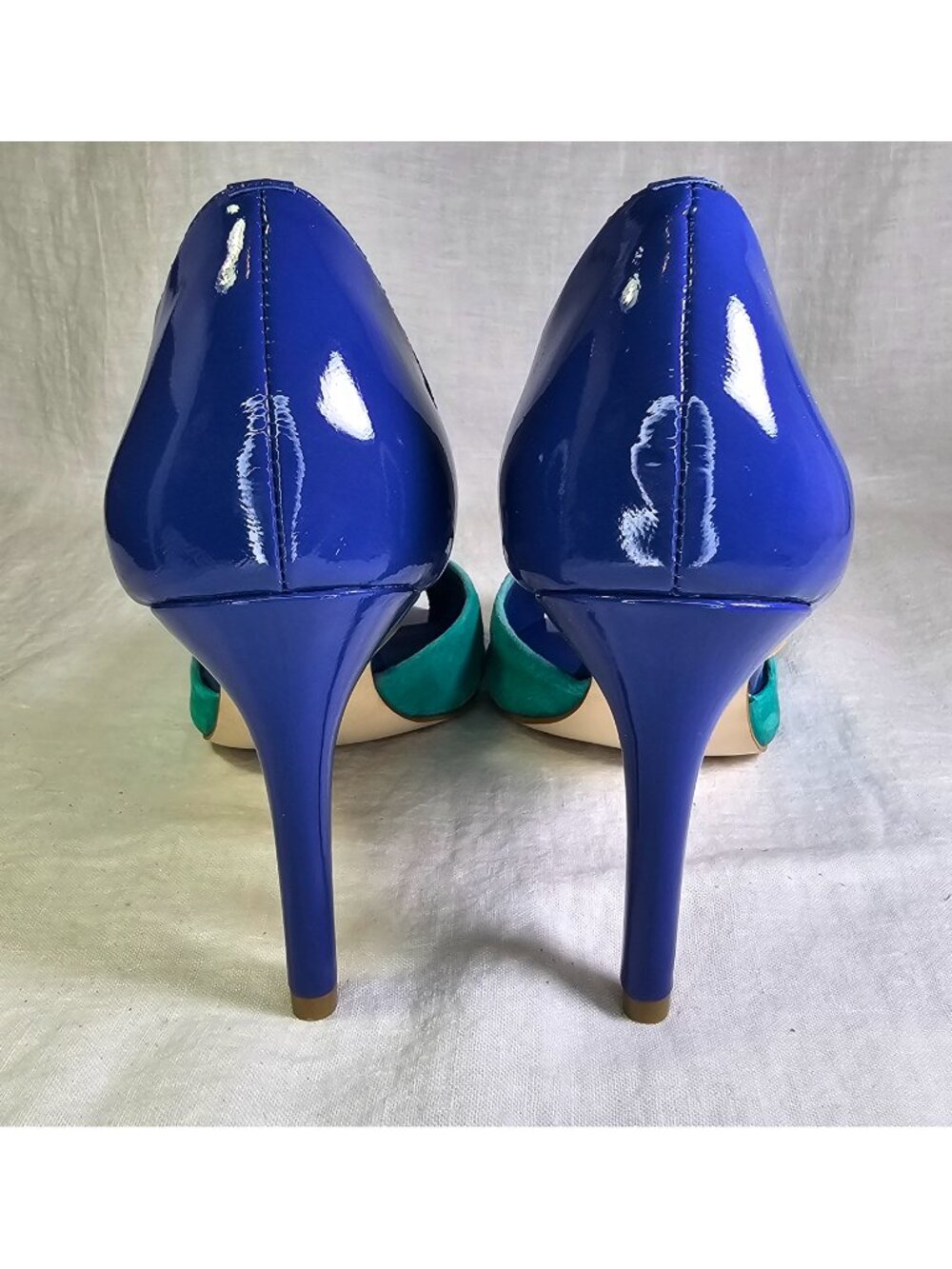 Ann Taylor Perfect Colorblock DOrsay 3.5” Stiletto Heel Peep Toe 8 Mainsail Blue - Picture 5 of 12